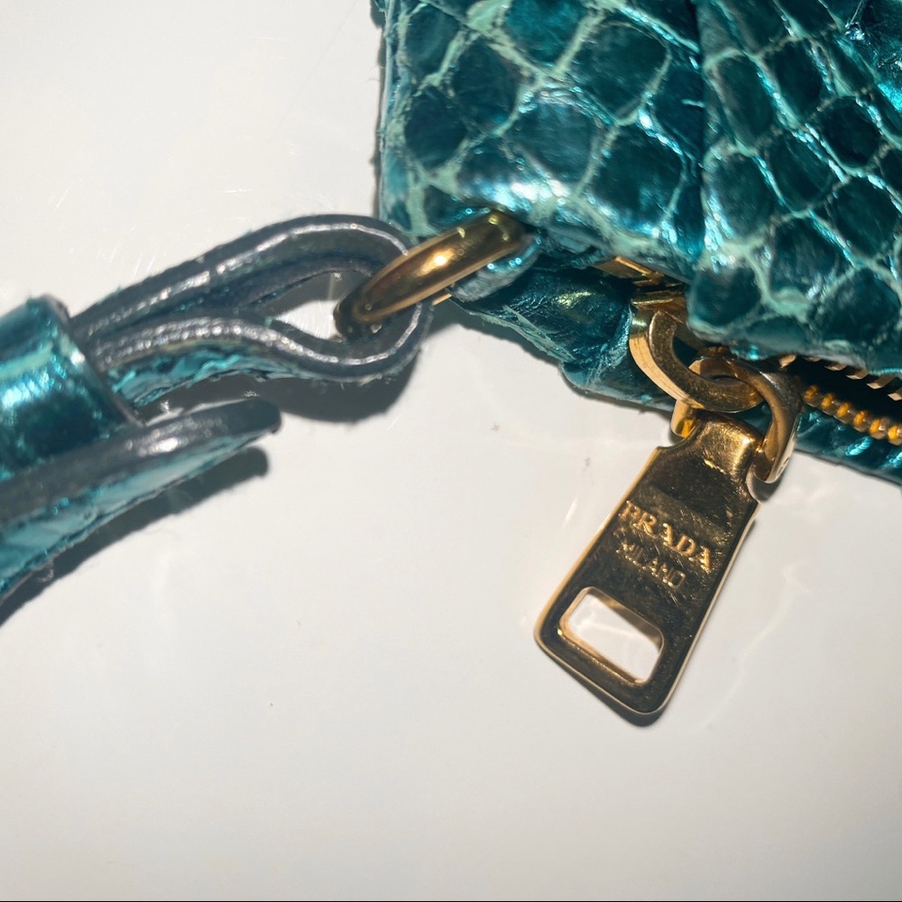 Prada Blue Python Clutch Wristlet Bag - image 3